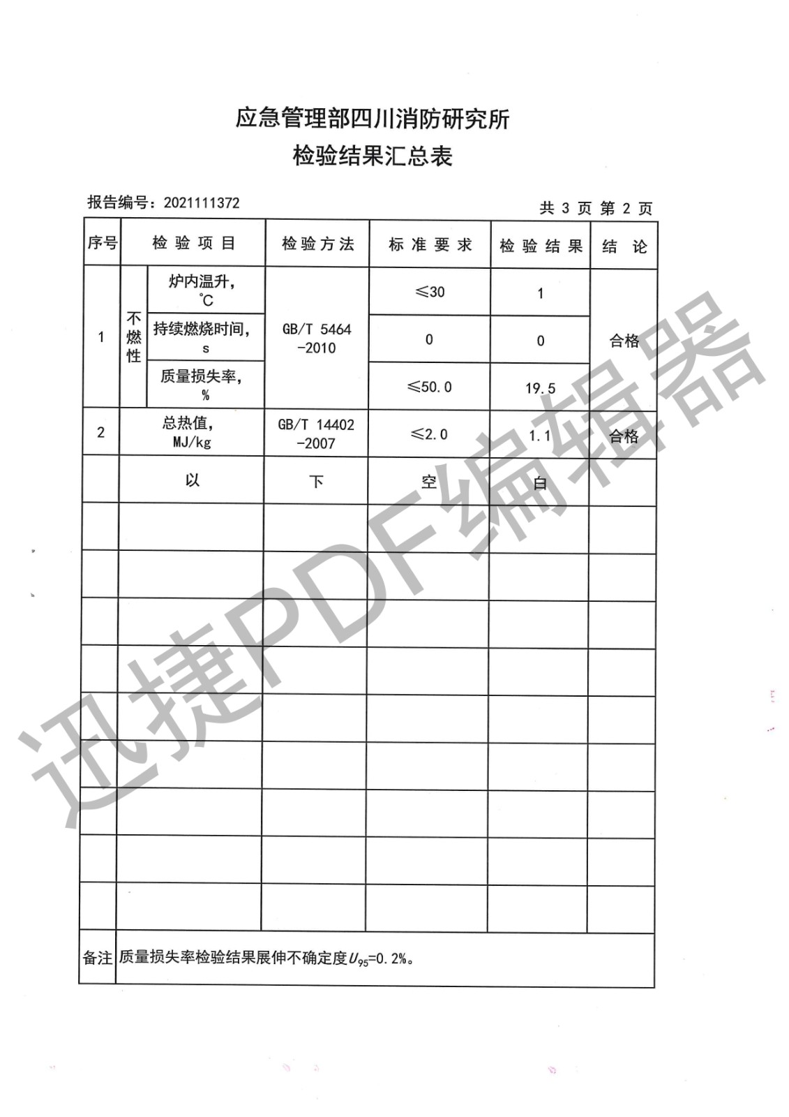 cp无机矿物生态板燃烧性能2